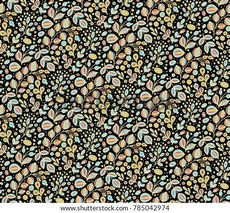 Seamless vector vintage floral pattern on dark background