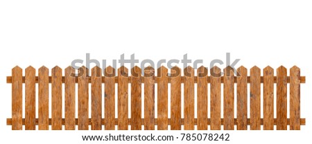 Brown wooden fence isolated on white background with parallel plank new. Object with clipping path Royalty-Free Stock Photo #785078242