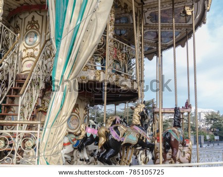 Carousel at he royal palace of Madrid. Madrid, Spain.