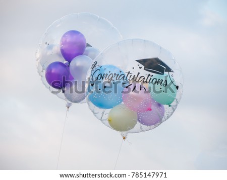 Balloons for congratulations to graduates.
