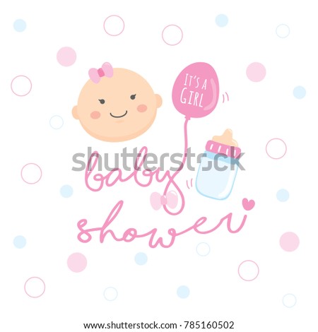 Baby Girl Shower, Happy Birthday for new born celebration greeting and invitation card.