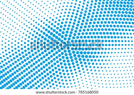Halftone background. Comic dotted pattern. Pop art retro style. Backdrop with circles, rounds, dots, design element for web banners, posters, cards, wallpapers. Blue color.  Vector illustration