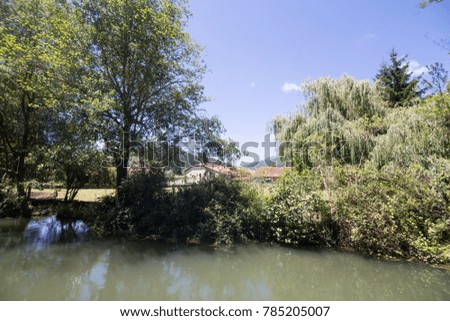 River in Ruente village in Cantabria Spain