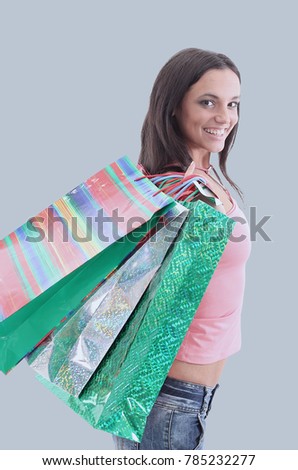 Picture of pretty woman with shopping bags