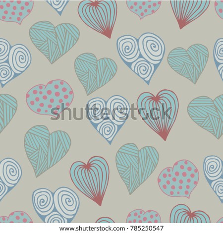
Seamless pattern with funny hearts vector illustration