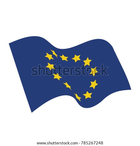 Vector illustration waving flag of European Union icon. EU flag button isolated on white background