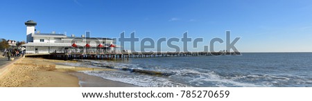 Panorama of the pier at Felixstowe Suffolk England. Royalty-Free Stock Photo #785270659