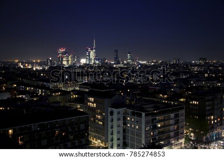 NIGHT VIEW OF MILAN FROM THE UP