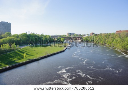 Mississippi river Minneapolis, Summer, May 2017, bridge