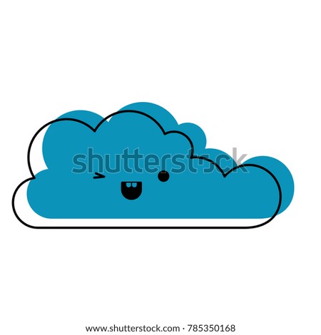kawaii cloud icon flat in watercolor silhouette