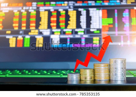 Businessman on the laptop the stock market concept design Investments and deposits interest