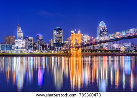 Cincinnati, Ohio, USA downtown skyline on the Ohio River.