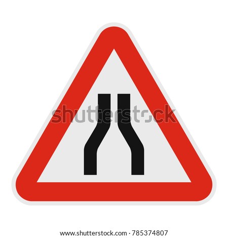 Narrowing of the road icon. Flat illustration of narrowing of the road vector icon for web. Royalty-Free Stock Photo #785374807