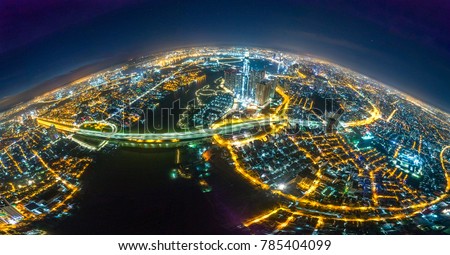 Royalty high quality free stock image aerial view of Sai Gon bridge and panorama of Ho Chi Minh city, Vietnam. 