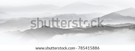 Ink and wash mountains and rivers Royalty-Free Stock Photo #785415886