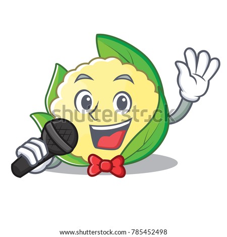 Singing cauliflower character cartoon style