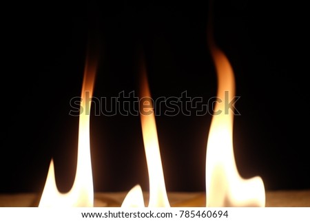 candle flame set isolated in black background