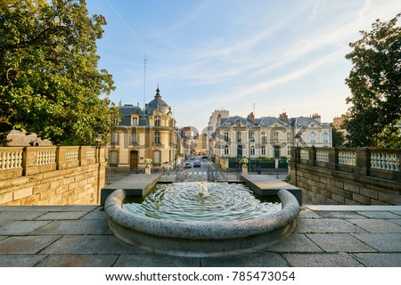 Entrance of thabor park, Rennes city, Brittany, France                 Royalty-Free Stock Photo #785473054