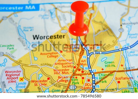 Worcester on map