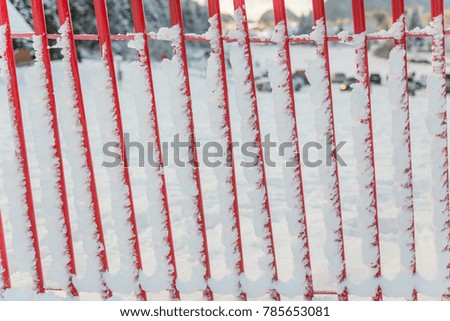 red fence in snow