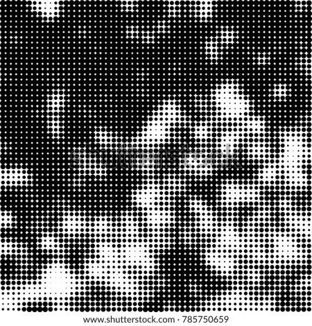 Abstract halftone background. Texture of dots of ink. Monochrome vector grunge pattern black and white