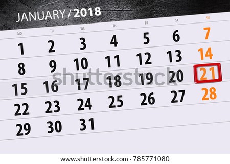 Isolated background daily calendar January 21