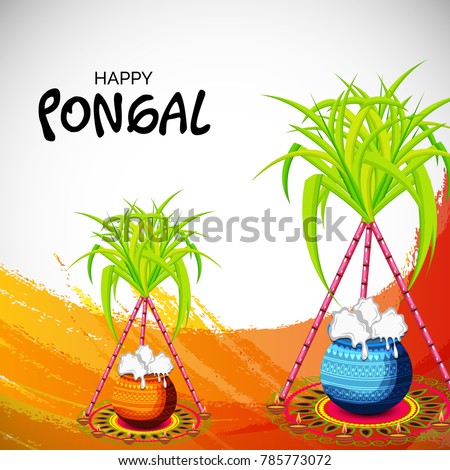 Vector illustration of a background for Happy Pongal religious traditional festival.