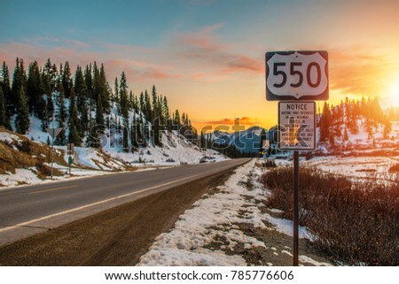Colorado Highway 550. Famous Million Dollars Highway Near Durango, Colorado, United States. San Juan County.