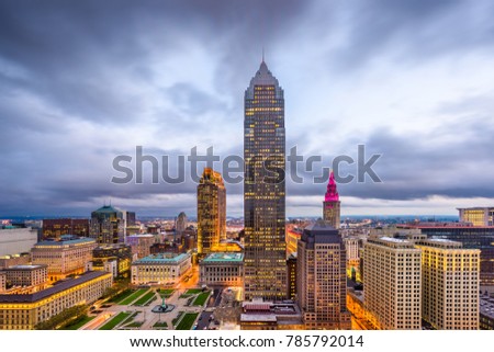 Cleveland, Ohio, USA downtown financial district cityscape.