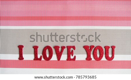 I LOVE YOU text at the low of image on rubber blanket background with copy space, The concept Valentine's Day.