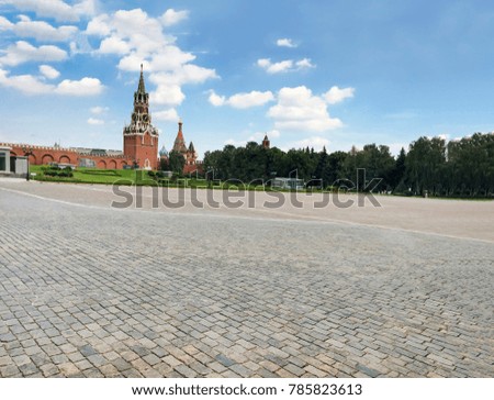 Moscow, Russia, Red Square and Kremlin towers at summer day