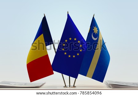 Flags of Romania European Union and Székely Land