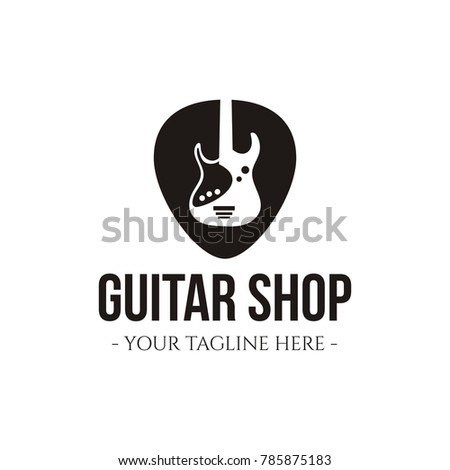 Retro styled guitar shop logo eps 10 eps 8