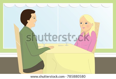 Couple at the restaurant, man and woman sitting at a table