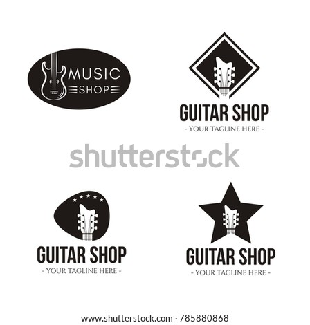 Mega collection Retro styled guitar shop logos 