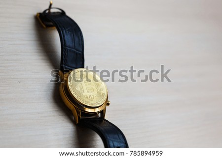 Bitcoin and time concept bitcoin in the form of a clock face