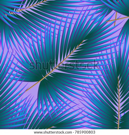 Tropical palm leaves, jungle leaves. Vector floral seamless pattern background.