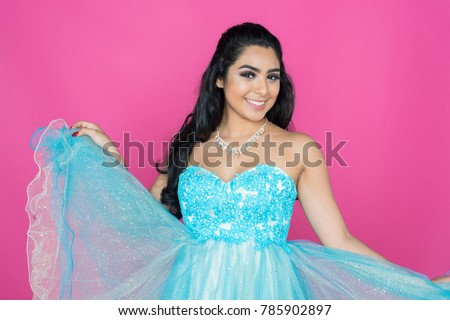 Teen girl wearing a dress for dance