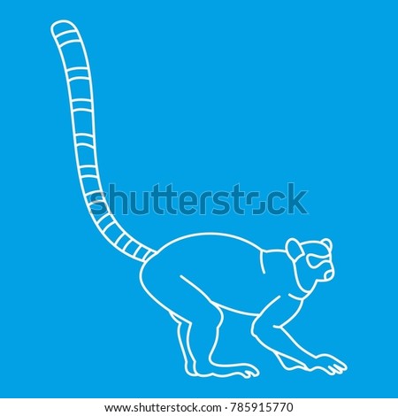 Monkey icon blue outline style isolated  illustration. Thin line sign