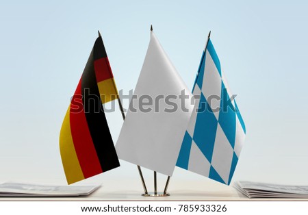 Flags of Germany and Bavaria Free State with a white flag in the middle