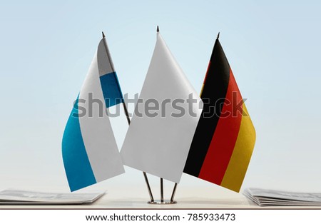 Flags of Bavaria and Germany with a white flag in the middle