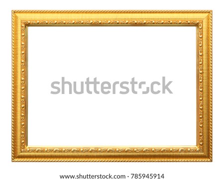 Gold metal frame isolated on white background.