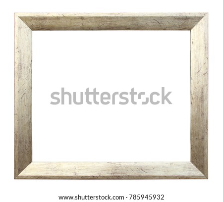 Old wooden antique frame isolated on white background.