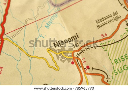 Niscemi. Map. The islands of Sicily, Italy.