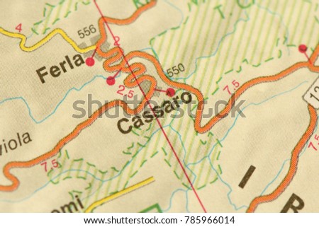 Cassaro. Map. The islands of Sicily, Italy.