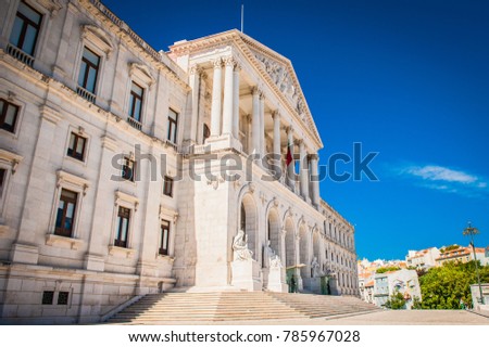 Portugal, Lisbon, Front view of Assembleia da Republica (Portuguese Parliament) building Royalty-Free Stock Photo #785967028