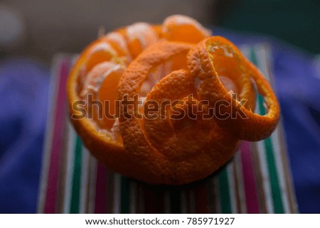 Remove the tangerine peel. Stripping citrus.