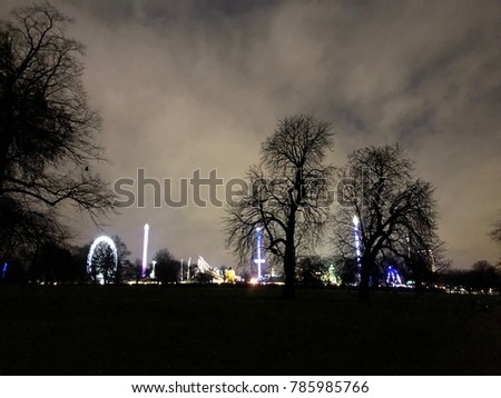 Christmas Market Amusement Park in a London Park