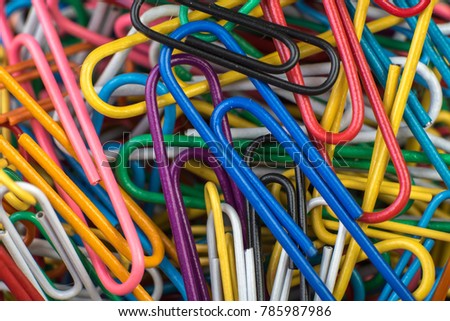 colorful paperclips closeup