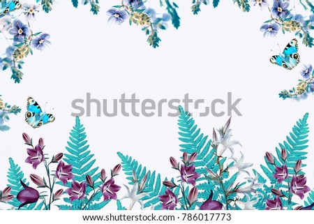 Bright and colorful flowers isolated on white background.